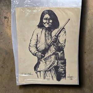 Dale Adkins Geronimo Apache Vintage Art Print Signed Sealed Native American
